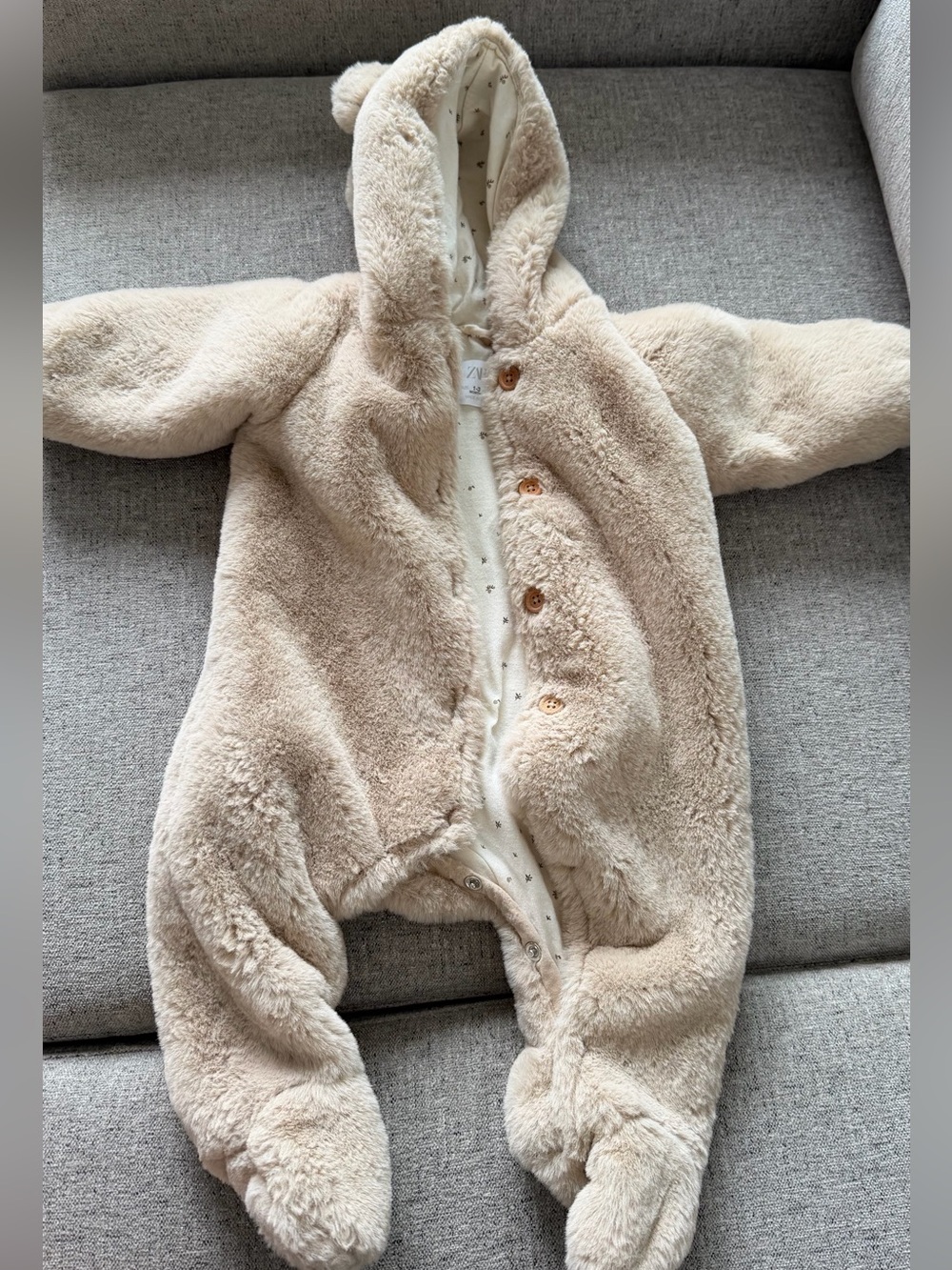 Zara Tan Feux fur baby winter suit 1-3 month